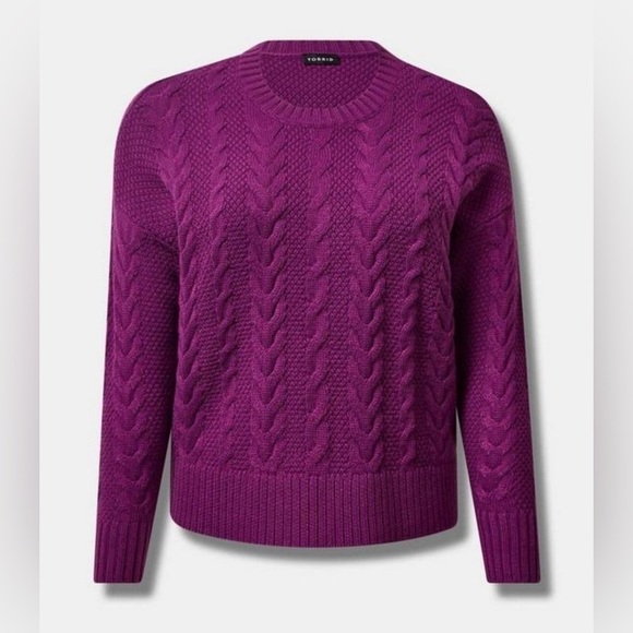 torrid Tops - Torrid Cable Knit Pullover Sweater - Phlox Purple Size 3 / 3X